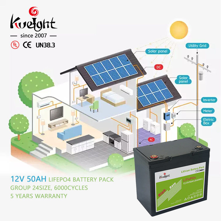 Pin lithium 12,8v 50ah Bms được tích hợp năng lượng hạng A cho đèn đường Rv
