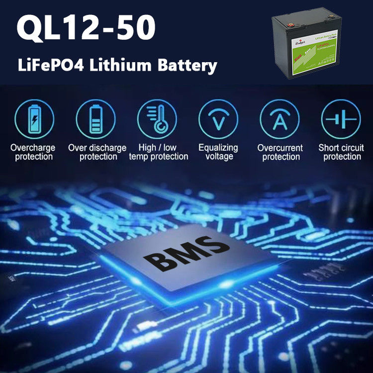 Pin lithium 12,8v 50ah Bms được tích hợp năng lượng hạng A cho đèn đường Rv